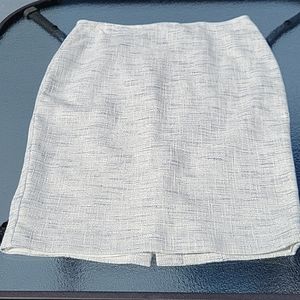 NWT Ann Taylor White/Light Navy Blue Tweed Pencil Skirt Size 6